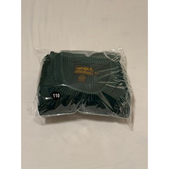 Vintage Eddie Bauer Ribbed Fisherman Crewneck Sweater Green Cotton 90s Size XLT - Picture 8 of 8